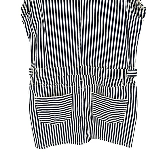 Current Elliott Sleeveless Jumpsuit Dress White Blue‎ Striped Denim Size 3 Large - Picture 8 of 16